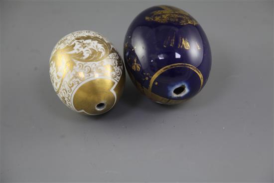 Two Russian porcelain Easter eggs, late 19th/early 20th century,